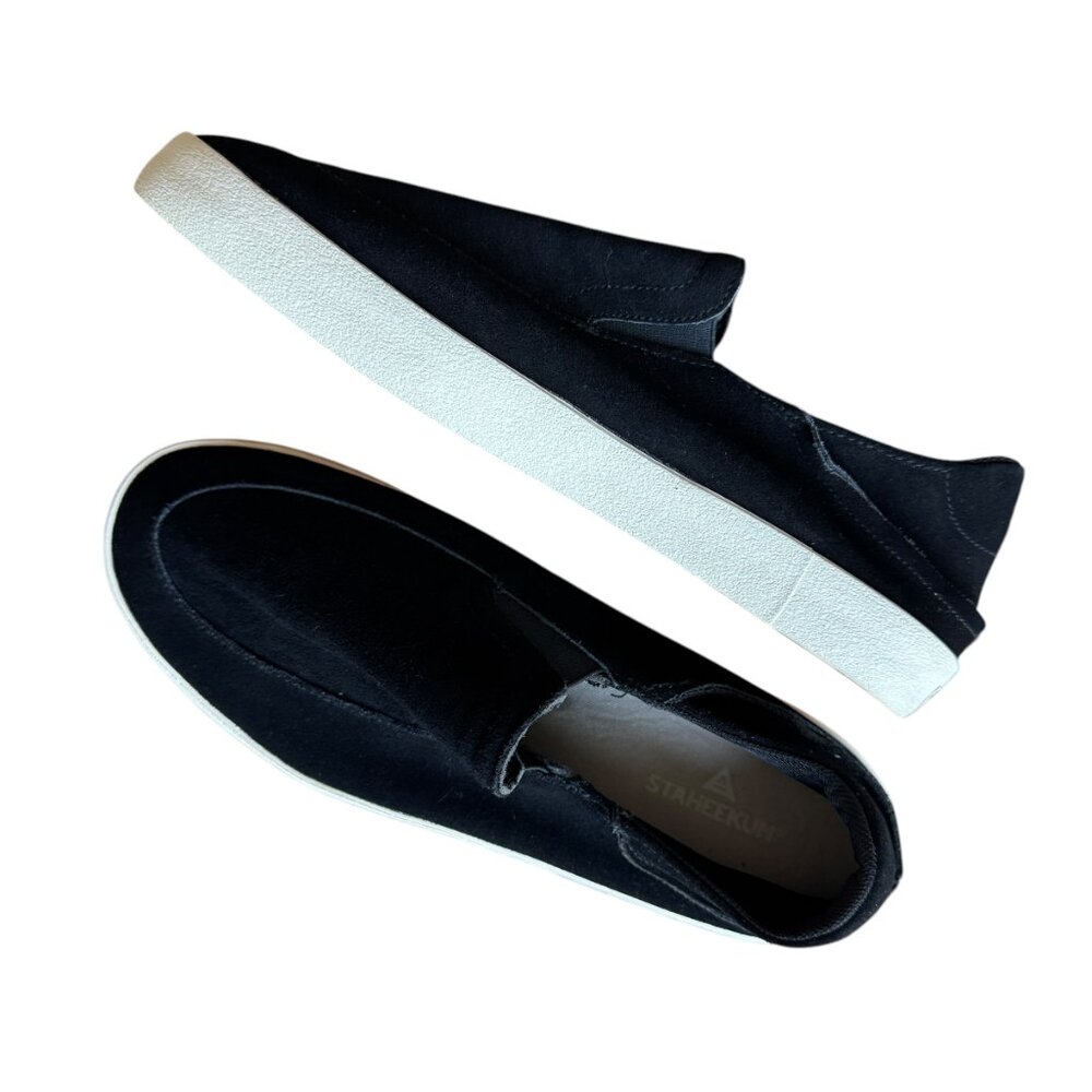 Staheekum Black Suede Slip On Casual Sneakers Shoes Collapsable Heel Crashback
